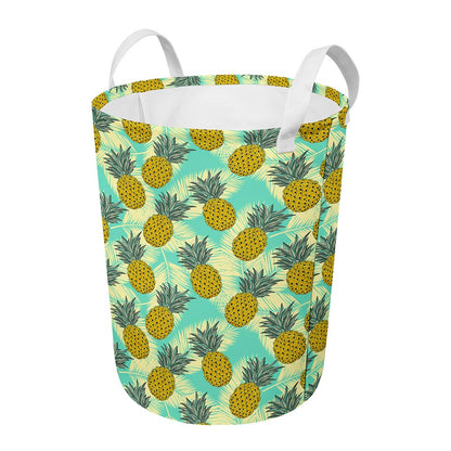 Tropical Vintage Pineapple Pattern Print Round Laundry Basket