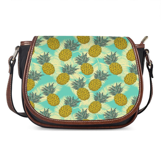 Tropical Vintage Pineapple Pattern Print Saddle Bag