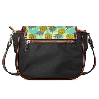 Tropical Vintage Pineapple Pattern Print Saddle Bag