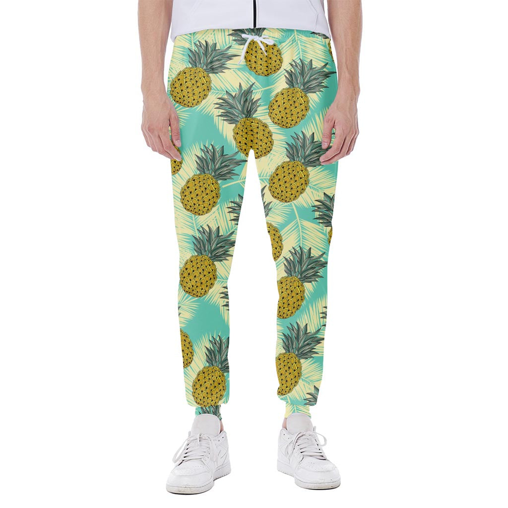 Tropical Vintage Pineapple Pattern Print Scuba Joggers