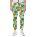 Tropical Vintage Pineapple Pattern Print Scuba Joggers