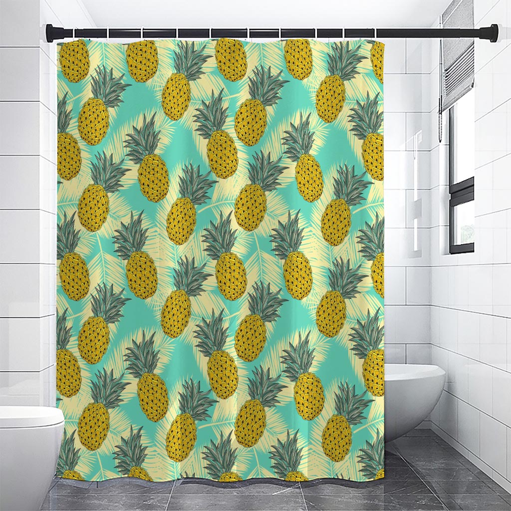 Tropical Vintage Pineapple Pattern Print Shower Curtain