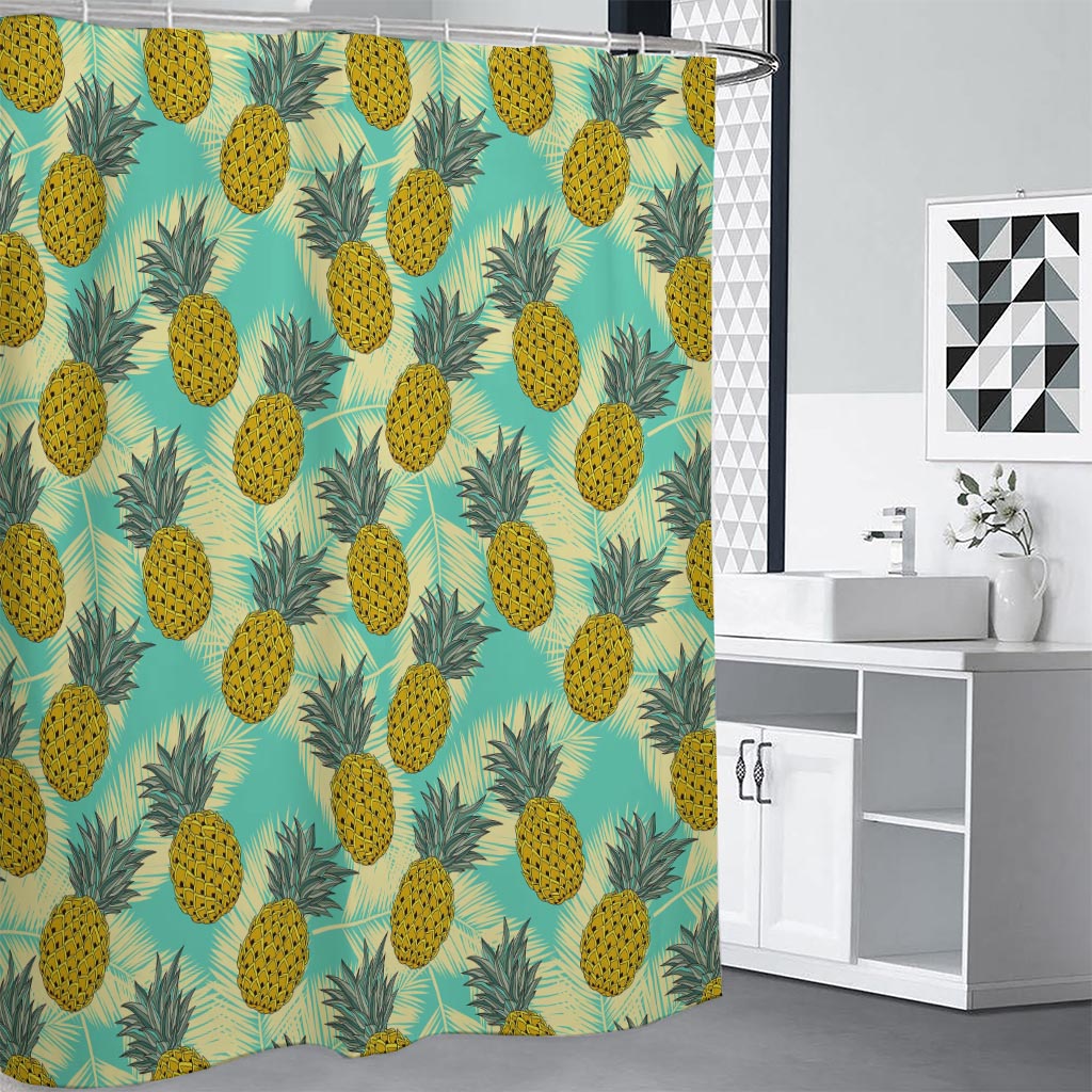 Tropical Vintage Pineapple Pattern Print Shower Curtain