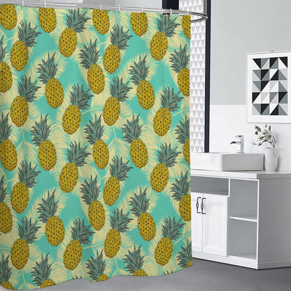 Tropical Vintage Pineapple Pattern Print Shower Curtain