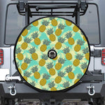 Tropical Vintage Pineapple Pattern Print Tire Cover With Camera Hole