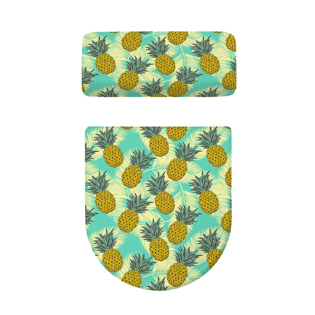 Tropical Vintage Pineapple Pattern Print Toilet Lid And Tank Cover Set