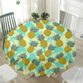 Tropical Vintage Pineapple Pattern Print Waterproof Round Tablecloth