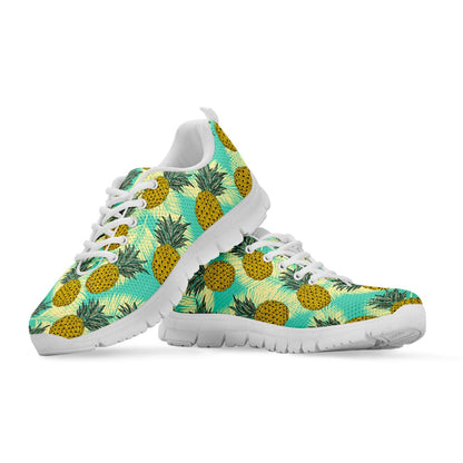 Tropical Vintage Pineapple Pattern Print White Running Shoes