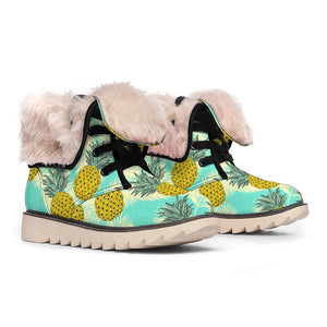 Tropical Vintage Pineapple Pattern Print Winter Boots