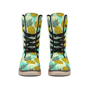 Tropical Vintage Pineapple Pattern Print Winter Boots