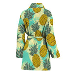 Tropical Vintage Pineapple Pattern Print Women's Bathrobe