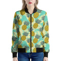 Tropical Vintage Pineapple Pattern Print Women's Bomber Jacket