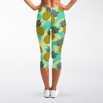 Tropical Vintage Pineapple Pattern Print Women's Capri Leggings