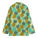 Tropical Vintage Pineapple Pattern Print Women's Cotton Blazer