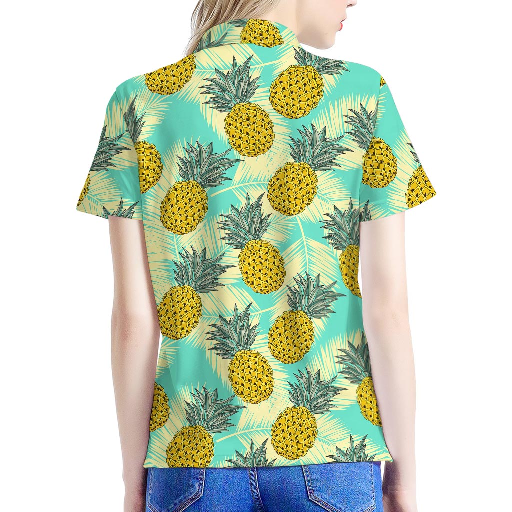 Tropical Vintage Pineapple Pattern Print Women's Polo Shirt