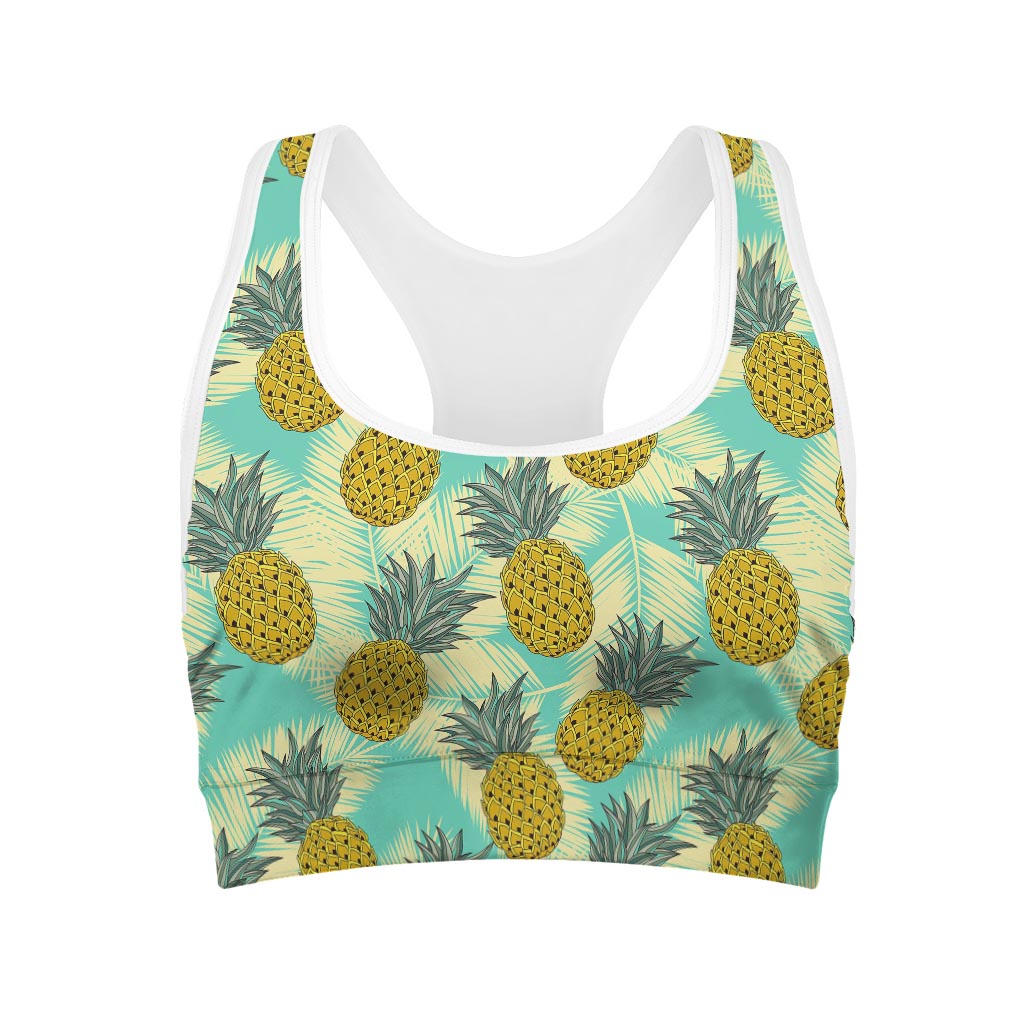 Tropical Vintage Pineapple Pattern Print Women's Sports Bra