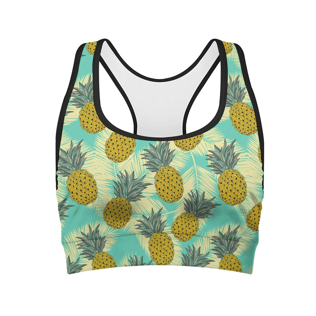 Tropical Vintage Pineapple Pattern Print Women's Sports Bra
