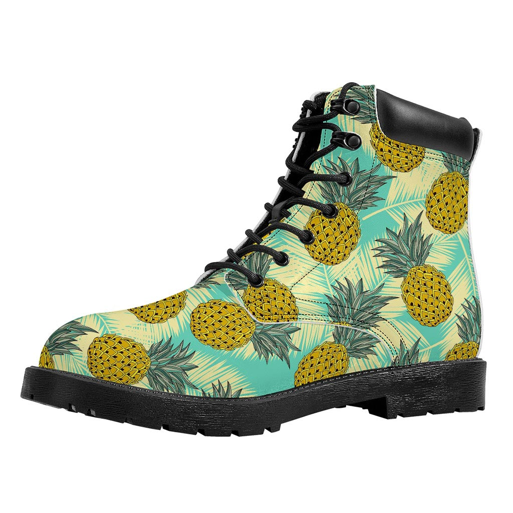 Tropical Vintage Pineapple Pattern Print Work Boots
