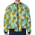 Tropical Vintage Pineapple Pattern Print Zip Sleeve Bomber Jacket