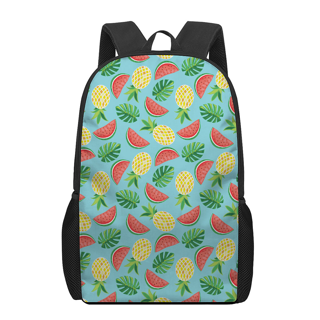 Tropical Watermelon And Pineapple Print 17 Inch Backpack
