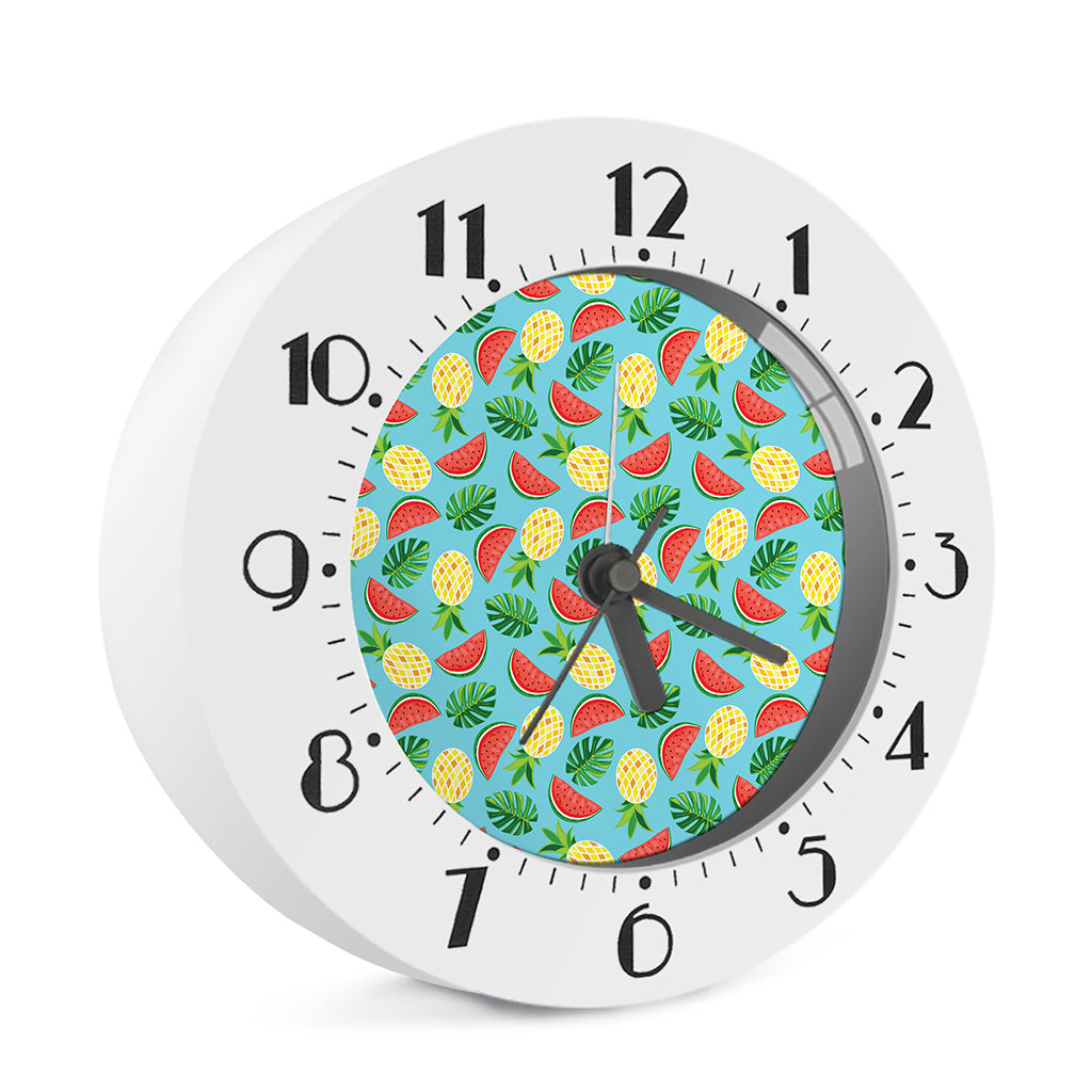 Tropical Watermelon And Pineapple Print Alarm Clock