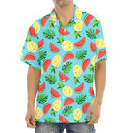 Tropical Watermelon And Pineapple Print Aloha Shirt