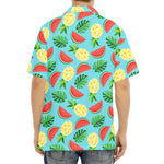 Tropical Watermelon And Pineapple Print Aloha Shirt