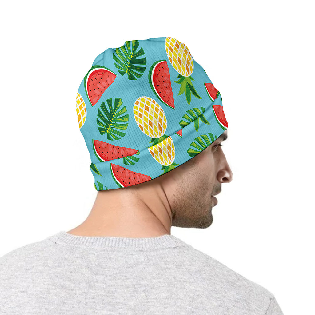 Tropical Watermelon And Pineapple Print Beanie
