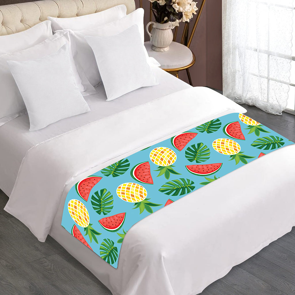 Tropical Watermelon And Pineapple Print Bed Runner