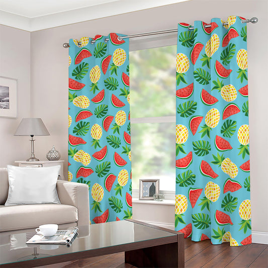 Tropical Watermelon And Pineapple Print Blackout Grommet Curtains