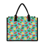 Tropical Watermelon And Pineapple Print Canvas Tote Bag