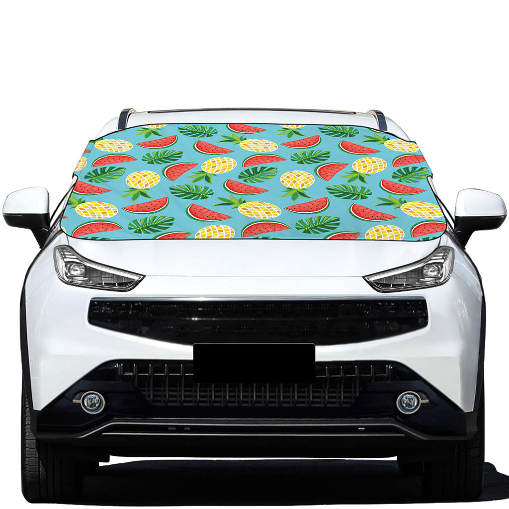 Tropical Watermelon And Pineapple Print Car Windshield Snow Cover