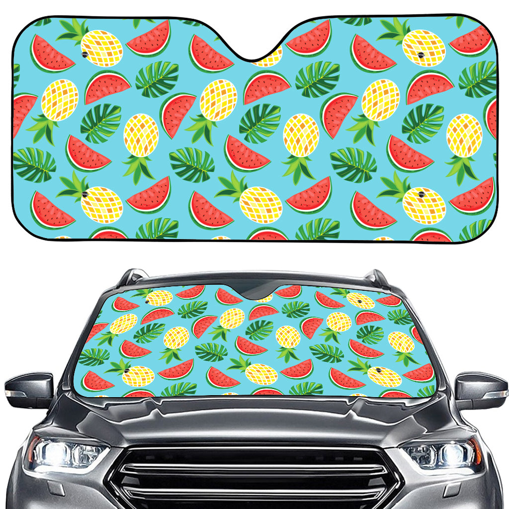 Tropical Watermelon And Pineapple Print Car Windshield Sun Shade