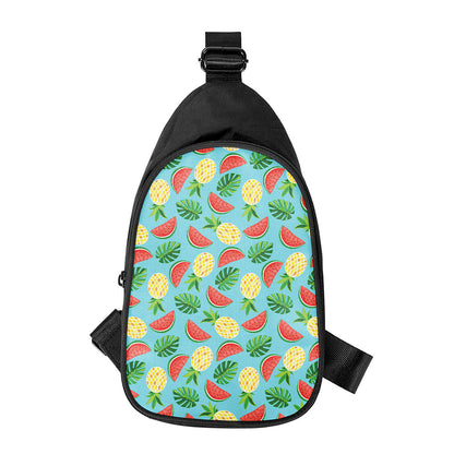 Tropical Watermelon And Pineapple Print Chest Bag