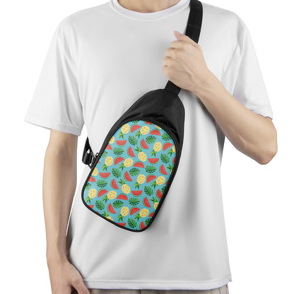 Tropical Watermelon And Pineapple Print Chest Bag
