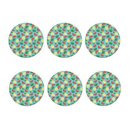 Tropical Watermelon And Pineapple Print Coaster Set