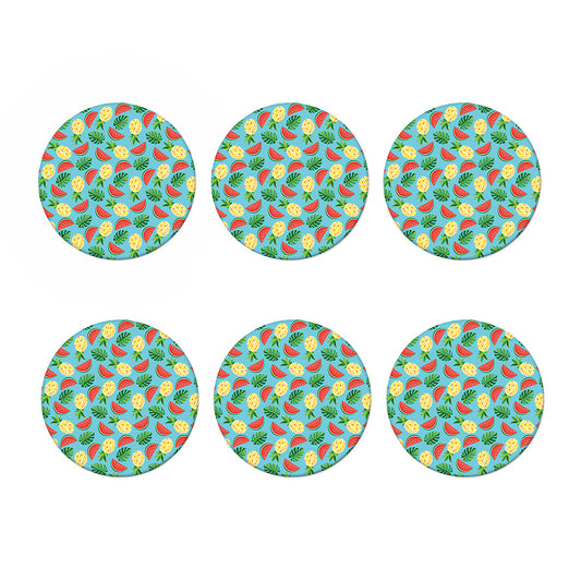 Tropical Watermelon And Pineapple Print Coaster Set