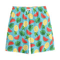 Tropical Watermelon And Pineapple Print Cotton Shorts