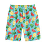 Tropical Watermelon And Pineapple Print Cotton Shorts