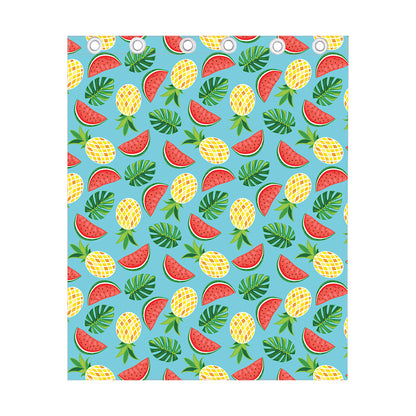 Tropical Watermelon And Pineapple Print Curtain