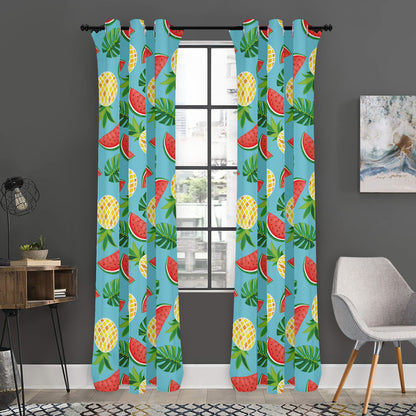 Tropical Watermelon And Pineapple Print Curtain
