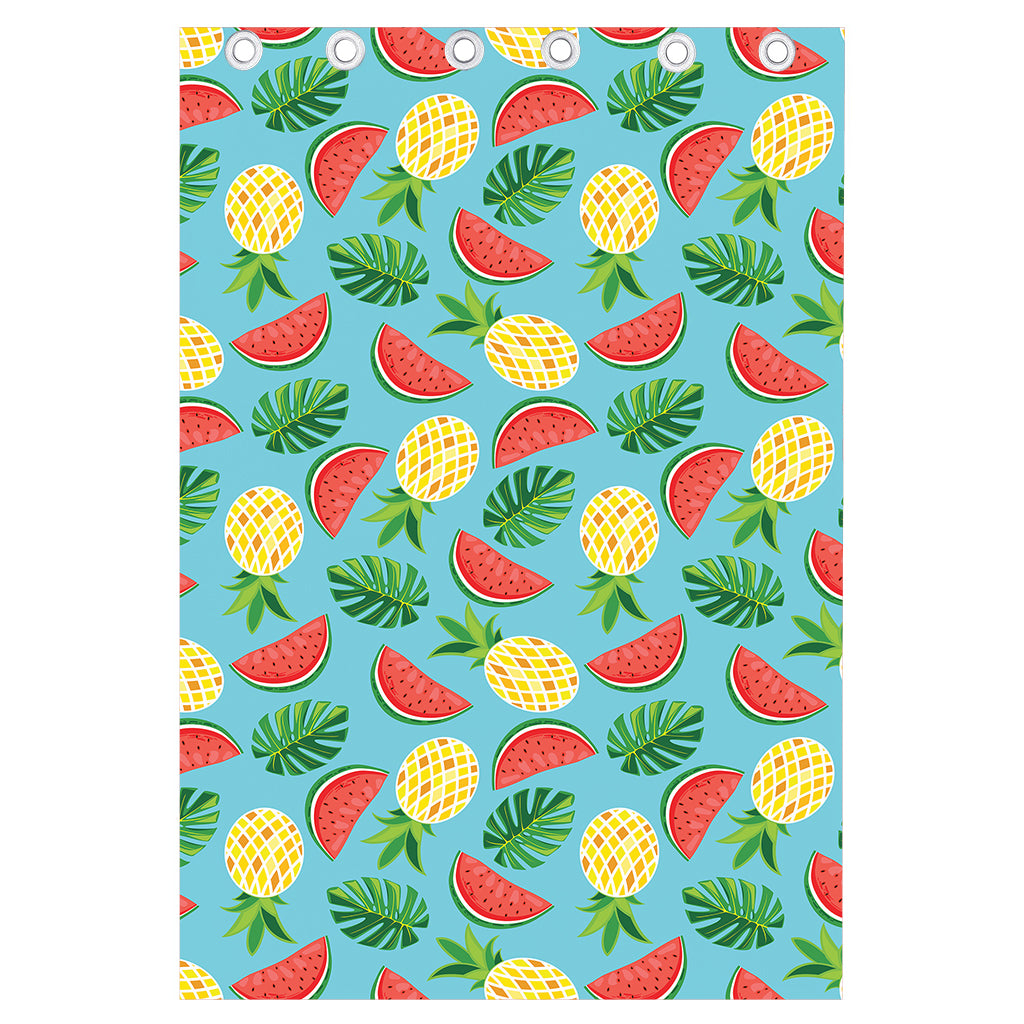 Tropical Watermelon And Pineapple Print Curtain