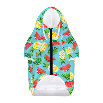 Tropical Watermelon And Pineapple Print Dog Zip Up Hoodie
