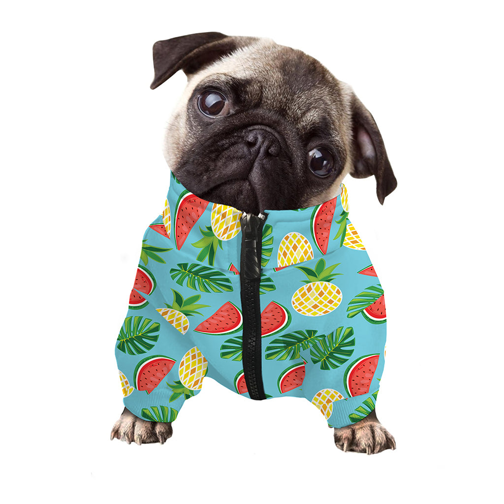 Tropical Watermelon And Pineapple Print Dog Zip Up Jacket