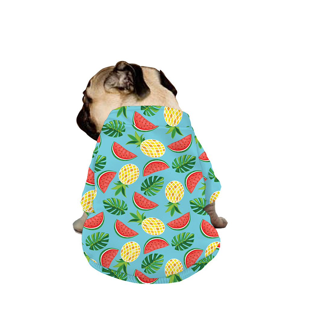 Tropical Watermelon And Pineapple Print Dog Zip Up Jacket
