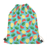 Tropical Watermelon And Pineapple Print Drawstring Bag