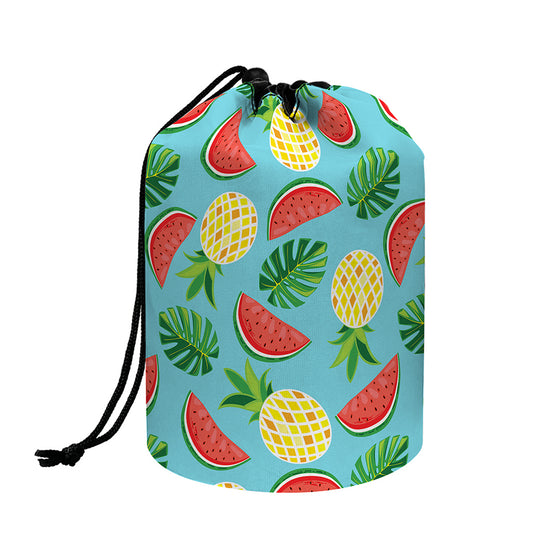 Tropical Watermelon And Pineapple Print Drawstring Makeup Bag