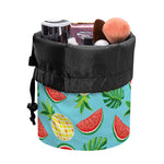 Tropical Watermelon And Pineapple Print Drawstring Makeup Bag