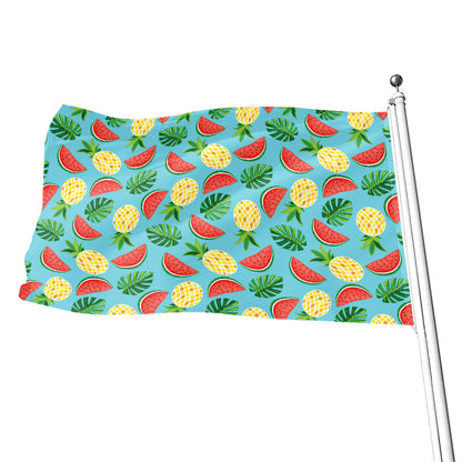 Tropical Watermelon And Pineapple Print Flag