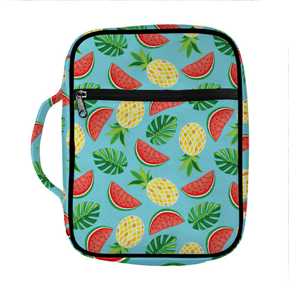 Tropical Watermelon And Pineapple Print Front Pocket Bible Bag